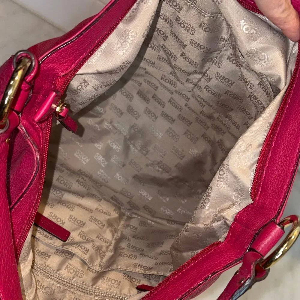 Michael Kors Bag Purse Handbag Leather Hobo Soft Pebbled Austin Pink Shoulder - Picture 15 of 16